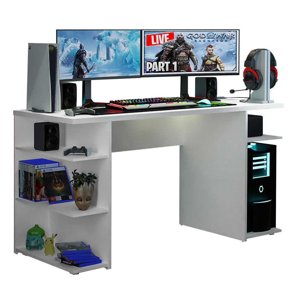 MADESA Modern Computer Gaming Desk, Home Office Worksation White Madesa UK