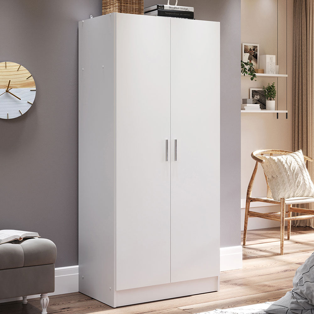 Madesa Wardrobe for Bedroom, Wardrobe Storage Cabinet with 2 Doors, 180H x 52D x 80L cm - White