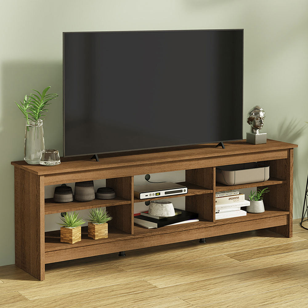 Madesa TV Stand Cabinet with 6 Shelves and Cable Management, TV Table Unit for TVs up to 75 Inches, Wood, 60 H x 36 D x 180 L - Rustic