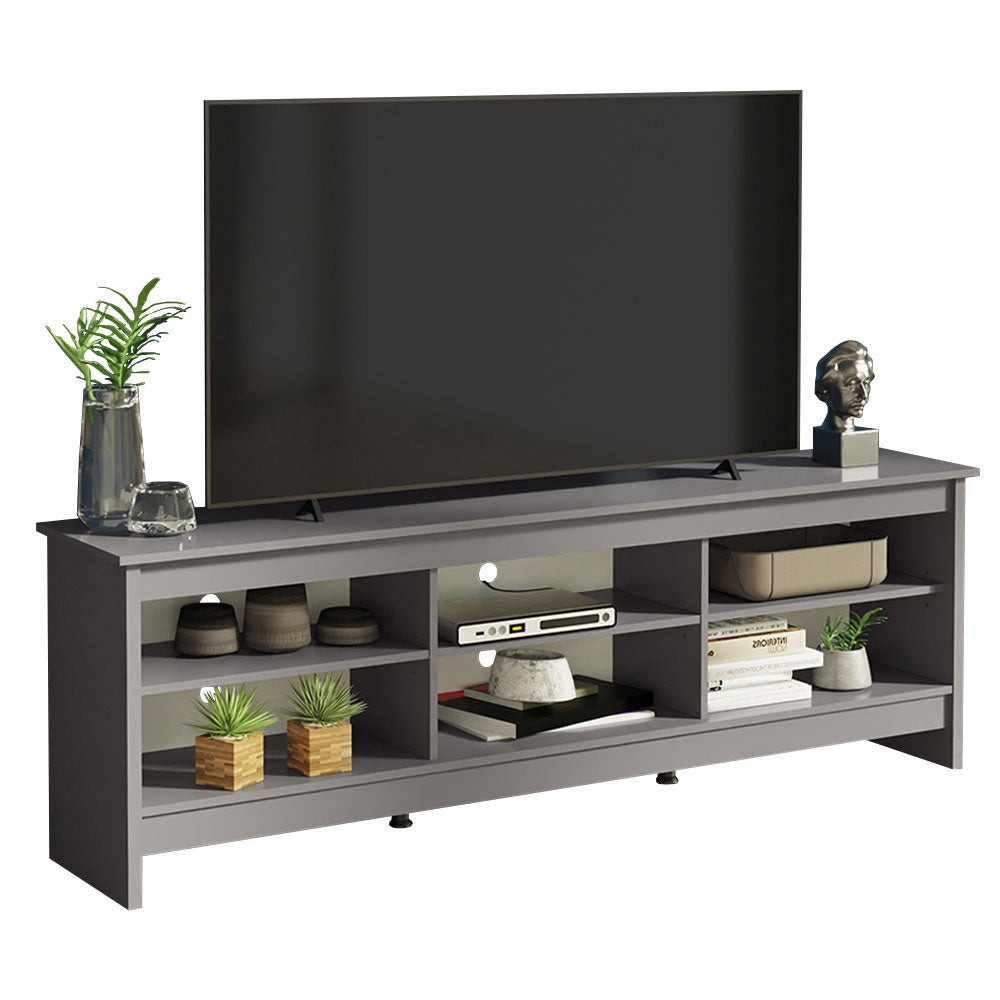
                  
                    Load image into Gallery viewer, Madesa TV Stand Cabinet with 6 Shelves and Cable Management, TV Table Unit for TVs up to 75 Inches, Wood, 60 H x 36 D x 180 L - Grey
                  
                