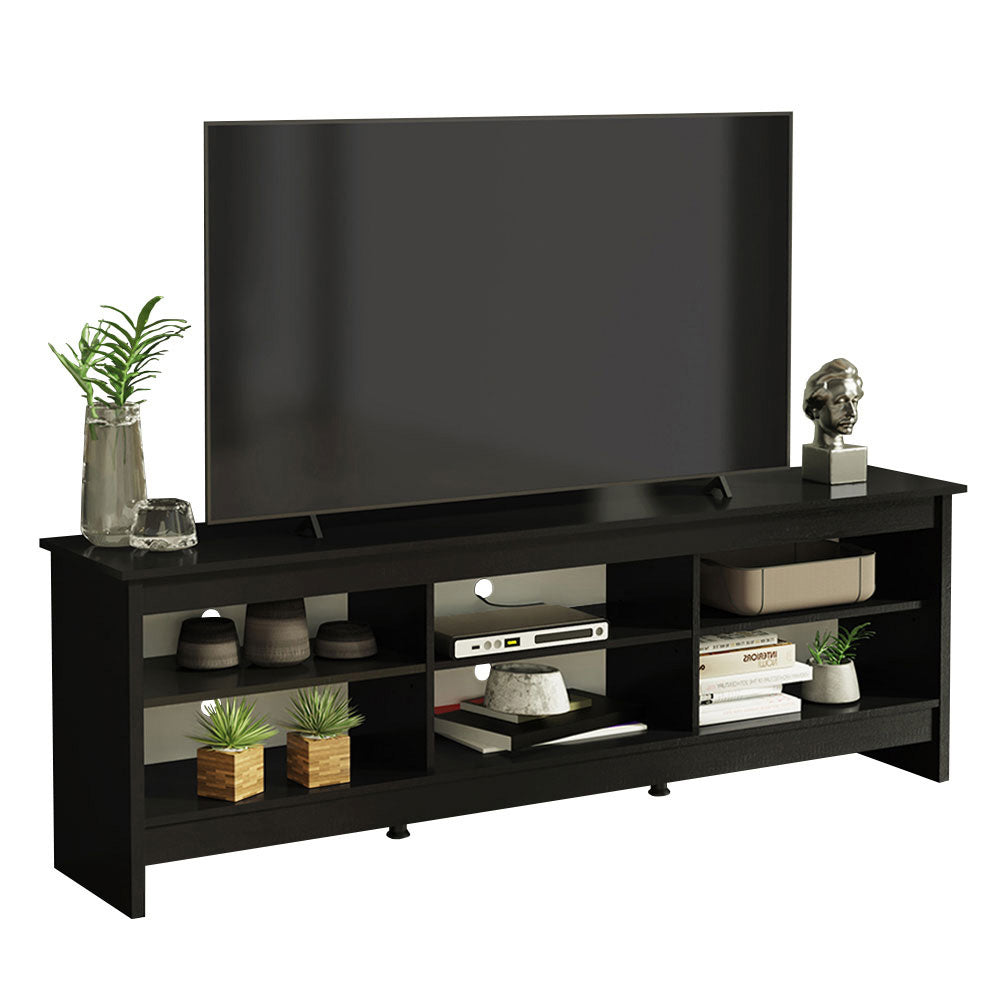 
                  
                    Load image into Gallery viewer, Madesa TV Stand Cabinet with 6 Shelves and Cable Management, TV Table Unit for TVs up to 75 Inches, Wood, 60 H x 36 D x 180 L - Black
                  
                