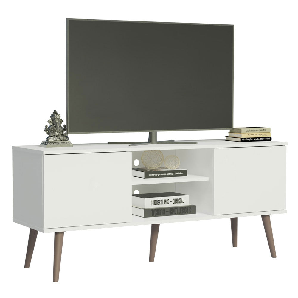 
                  
                    Load image into Gallery viewer, Madesa TV Stand Cabinet with 2 Doors and 2 Shelves, for TVs up to 55 Inches, Wood Entertainment Center, 60 H X 38 D X 138 L cm - White
                  
                