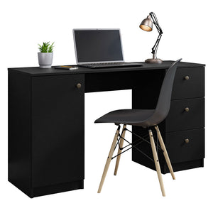 
                  
                    Load image into Gallery viewer, Madesa Computer Desk, Modern Home Office Desk with 3 Drawers and 1 Door, Plenty of Space, Wood, 136 W x 45 D x 77 H cm - Black
                  
                