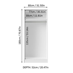 
                  
                    Load image into Gallery viewer, Madesa Wardrobe for Bedroom, Wardrobe Storage Cabinet with 2 Doors, 180H x 52D x 80L cm - White
                  
                