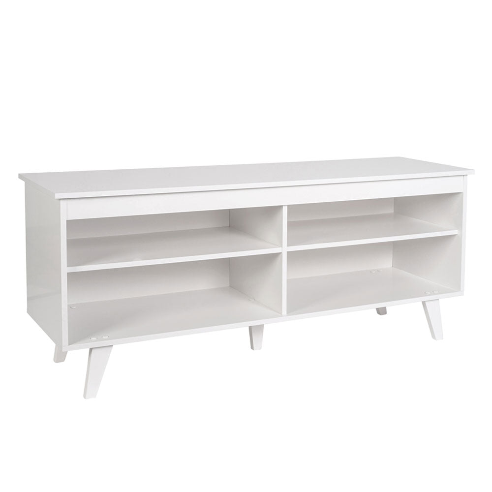 
                  
                    Load image into Gallery viewer, Madesa TV Stand Cabinet with 4 Shelves and Cable Management, TV Table Unit for TVs up to 55 Inches, Wooden, 58 H x 38 D x 136 L cm - White
                  
                