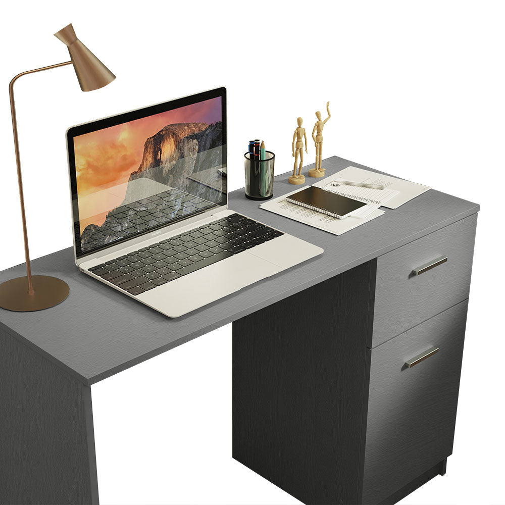 
                  
                    Load image into Gallery viewer, Madesa Compact Computer Desk with 1 Drawer and 1 Door, Study Table for Small Spaces, Wood, 77 H x 45 D x 110 L cm - Grey
                  
                