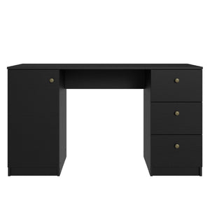 
                  
                    Load image into Gallery viewer, Madesa Computer Desk, Modern Home Office Desk with 3 Drawers and 1 Door, Plenty of Space, Wood, 136 W x 45 D x 77 H cm - Black
                  
                