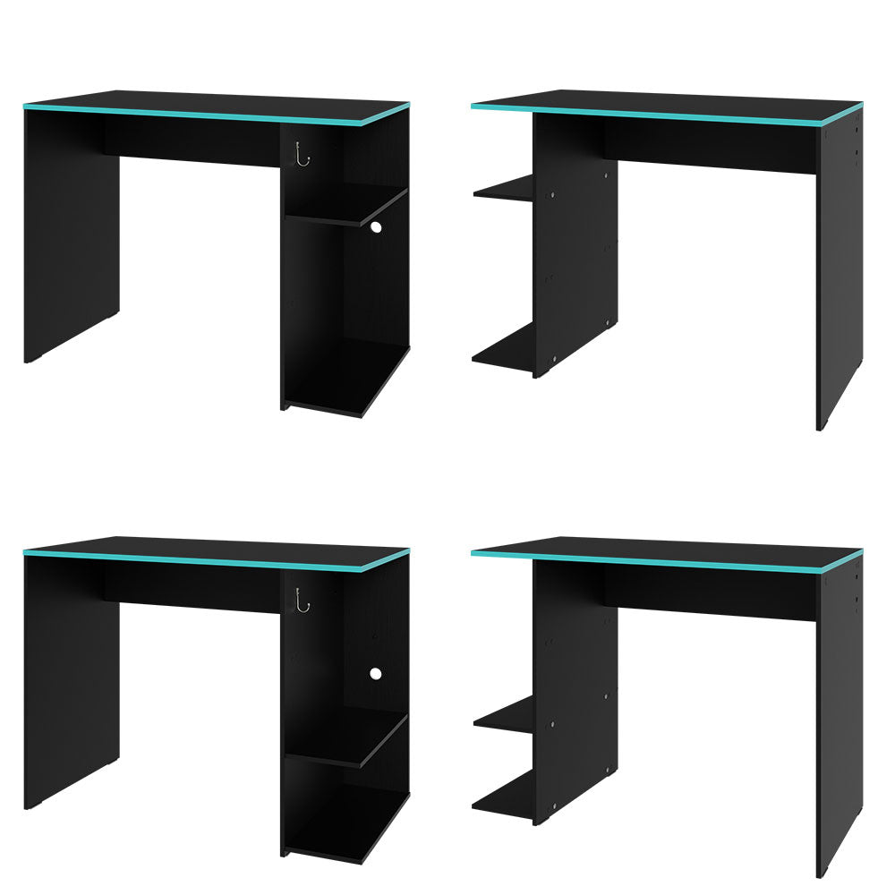 
                  
                    Load image into Gallery viewer, Madesa Compact Gaming Computer Desk with 2 Shelves, Cable Management and Large Monitor Stand, Wood, 54 D x 100 W x 75 H - Black/Blue
                  
                