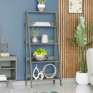 
                  
                    Load image into Gallery viewer, Madesa 5-Tier Ladder Shelf with Storage Space, Free Standing Bookshelf, Wood, 135 H x 38 D x 61 L cm - Grey
                  
                