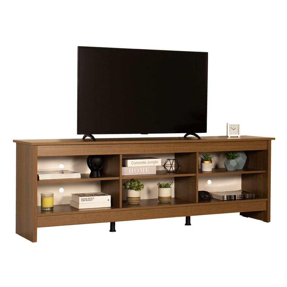 
                  
                    Load image into Gallery viewer, Madesa TV Stand Cabinet with 6 Shelves and Cable Management, TV Table Unit for TVs up to 75 Inches, Wood, 60 H x 36 D x 180 L - Rustic
                  
                