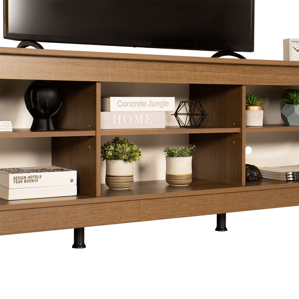 
                  
                    Load image into Gallery viewer, Madesa TV Stand Cabinet with 6 Shelves and Cable Management, TV Table Unit for TVs up to 75 Inches, Wood, 60 H x 36 D x 180 L - Rustic
                  
                