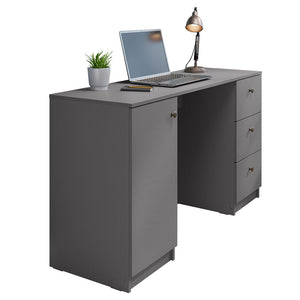 
                  
                    Load image into Gallery viewer, Madesa Computer Desk, Modern Home Office Desk with 3 Drawers and 1 Door, Plenty of Space, Wood, 136 W x 45 D x 77 H cm – Grey
                  
                