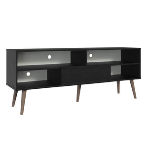
                  
                    Load image into Gallery viewer, Madesa Modern TV Stand with 1 Door and 4 Shelves for TVs up to 65 Inches, Wood Entertainment Center, 60 H x 38 D x 150 W cm - Black
                  
                