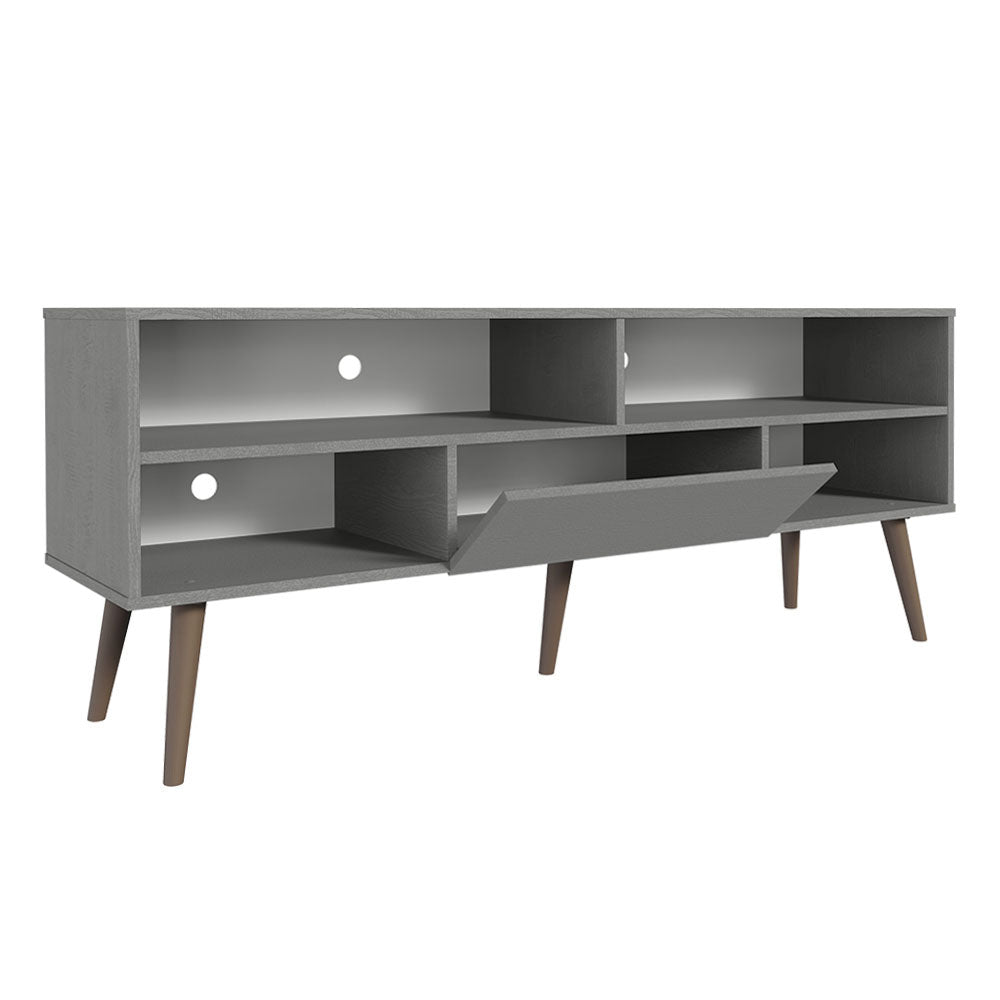 
                  
                    Load image into Gallery viewer, Madesa Modern TV Stand with 1 Door and 4 Shelves for TVs up to 65 Inches, Wood Entertainment Center, 60 H x 40 D x 150 W cm - Grey
                  
                