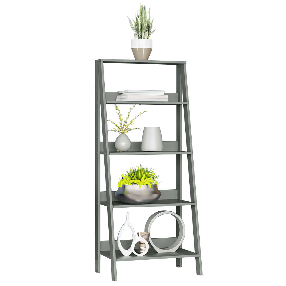 
                  
                    Load image into Gallery viewer, Madesa 5-Tier Ladder Shelf with Storage Space, Free Standing Bookshelf, Wood, 135 H x 38 D x 61 L cm - Grey
                  
                