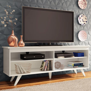 
                  
                    Load image into Gallery viewer, MADESA TV Stand with 4 Shelves and Cable management, TV Table Unit for TVs up to 65 Inches, Wood, 58 H x 38 D x 150 W cm - White
                  
                