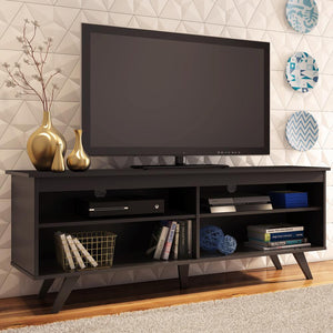 
                  
                    Load image into Gallery viewer, Madesa TV Stand with 4 Shelves and Cable management, TV Table Unit for TVs up to 65 Inches, Wood, 58 H x 38 D x 150 W cm - Black
                  
                