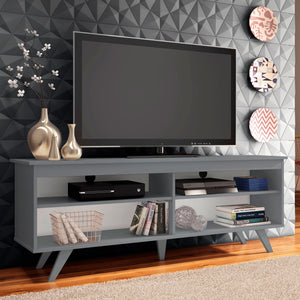 
                  
                    Load image into Gallery viewer, Madesa TV Stand with 4 Shelves and Cable management, TV Table Unit for TVs up to 65 Inches, Wood, 58 H x 38 D x 150 W cm - Grey
                  
                