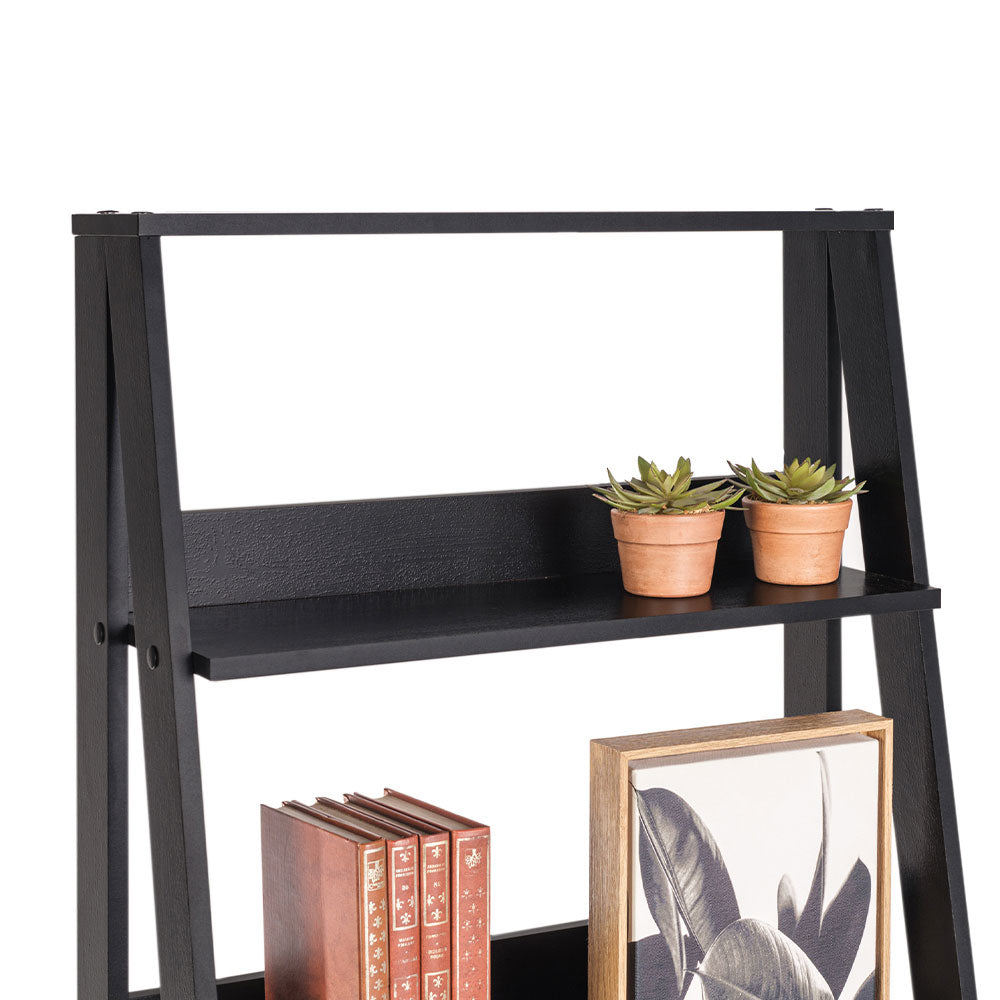 
                  
                    Load image into Gallery viewer, Madesa 5-Tier Ladder Shelf with Storage Space, Free Standing Bookshelf, Wood, 135 H x 38 D x 61 L cm - Black
                  
                