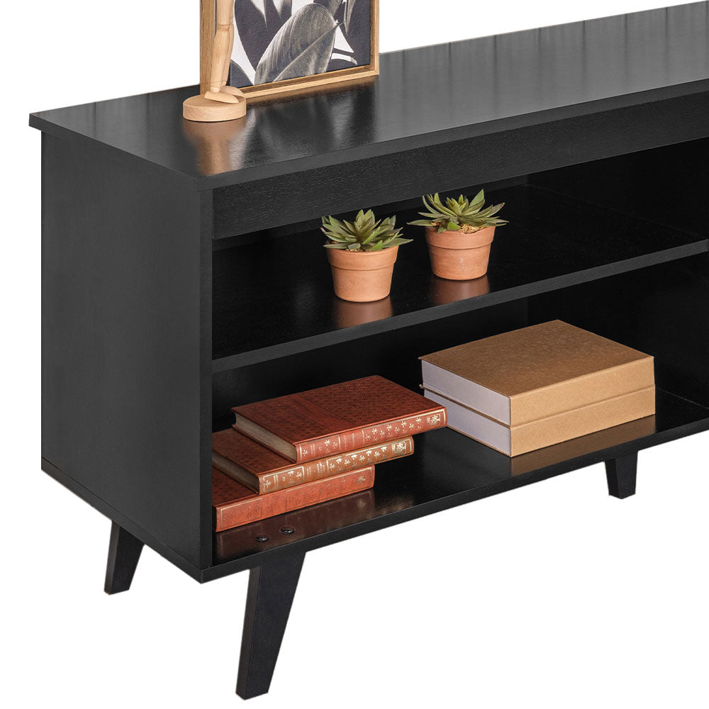 
                  
                    Load image into Gallery viewer, Madesa TV Stand with 4 Shelves and Cable management, TV Table Unit for TVs up to 65 Inches, Wood, 58 H x 38 D x 150 W cm - Black
                  
                
