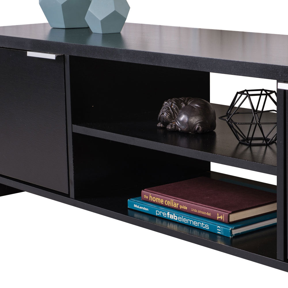 
                  
                    Load image into Gallery viewer, Madesa TV Stand Cabinet with Storage Space and Cable Management, TV Table Unit for TVs up to 65 Inches, Wooden, 40 H x 38 D x 145 L cm - Black
                  
                
