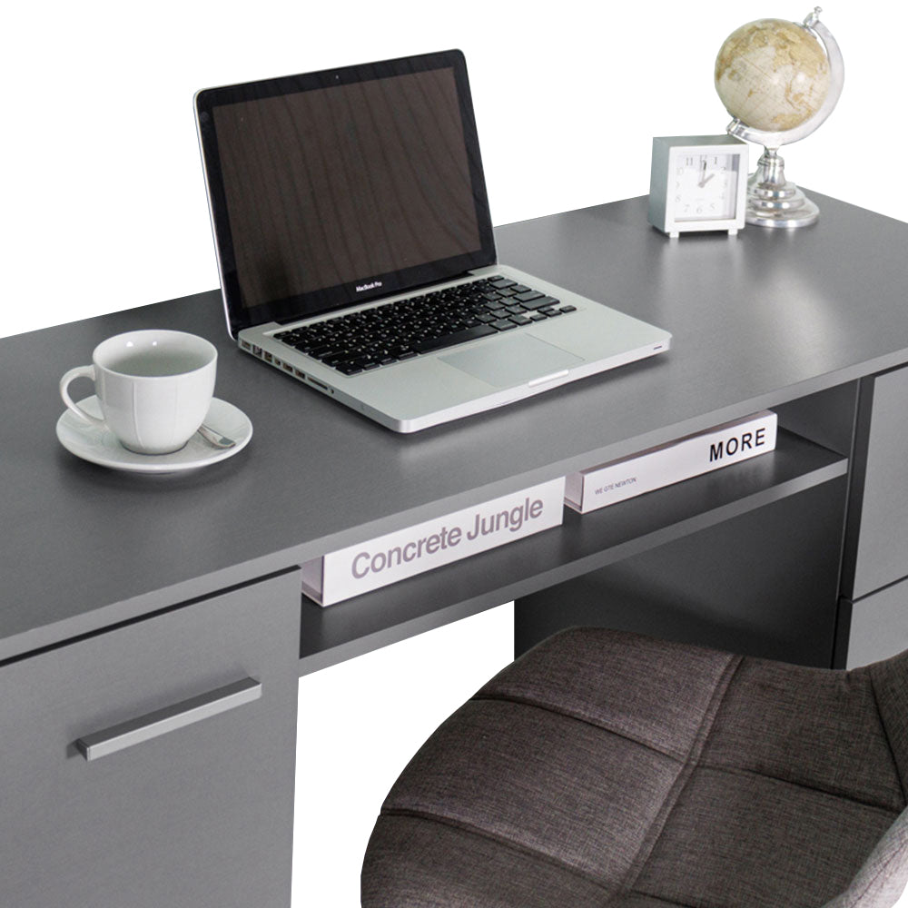 MADESA Modern Computer Writing Desk with 3 Drawers and 1 Door - White ...